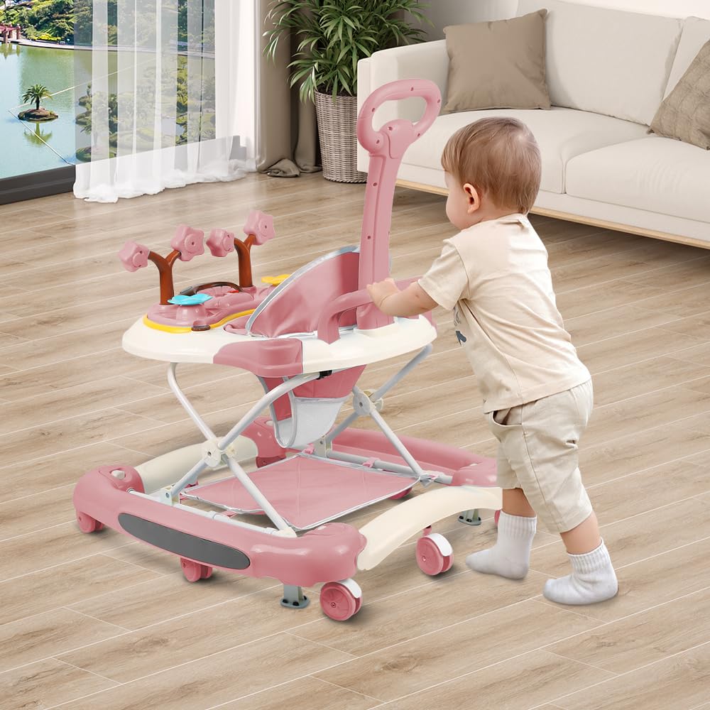 asiento de bebé para mesa de actividades, saltadores suspendidos, andador con música y luces, 67 x 72 x 92 cm, rosa (A)
