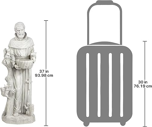 Vista 4 de Estatua de jardín religiosa Design Toscano Nature's Nurturer San Francisco de Asís, Bebedero para pájaros, Grande, 94 cm, Resina de piedra fundida