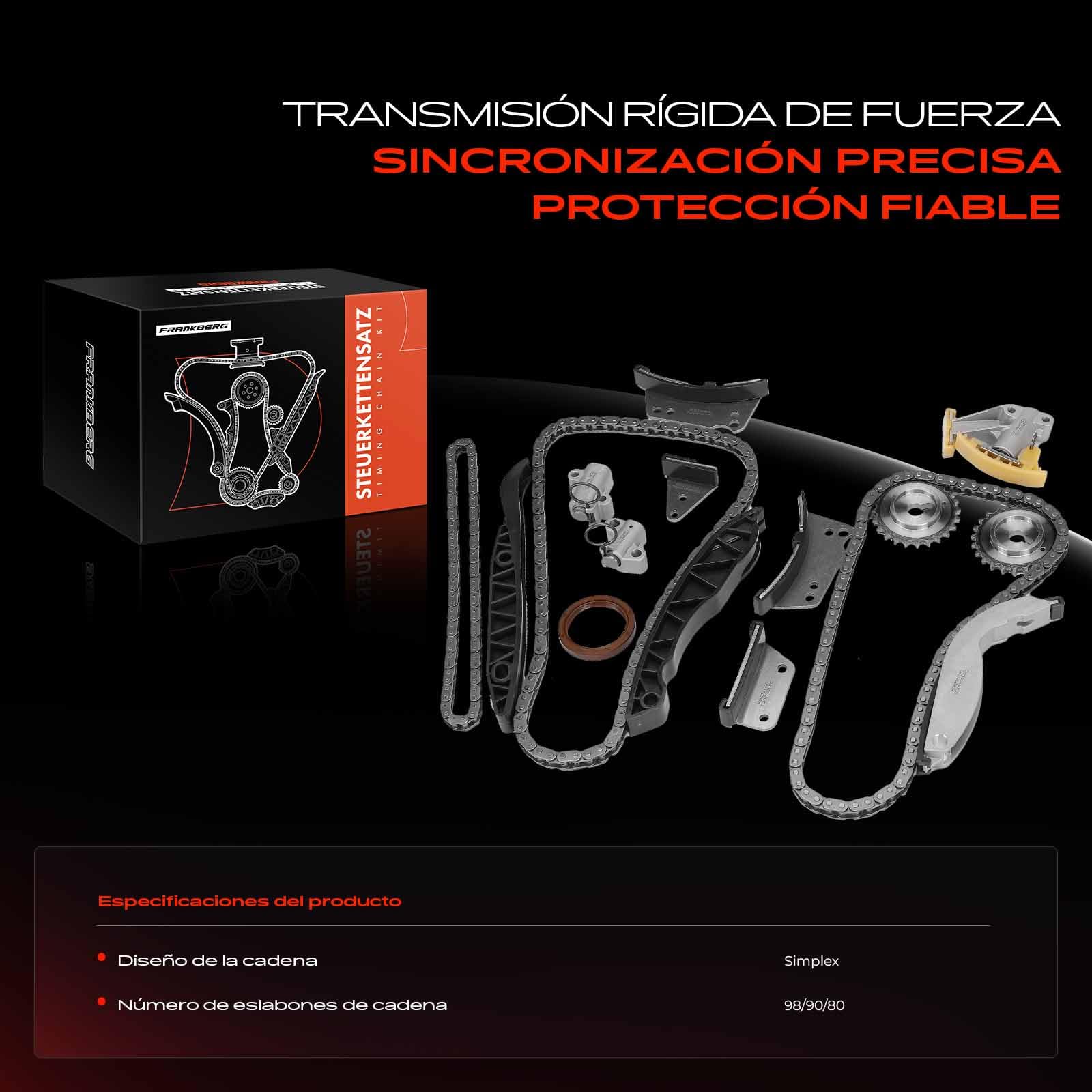 Frankberg Kit de cadena de distribución 23360-4A020 | Compatible con: Chasis/Plataforma H-1, Caja H-1 A1, H-1/Starex, Sorento I JC, H-1 Travel TQ