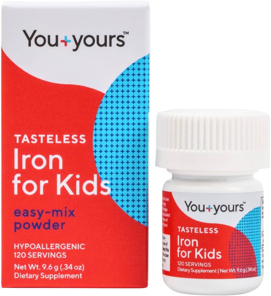 You+yours Tasteless Iron for Kids + Toddlers- Free of Sweeteners, Flavors and Preservatives- 4 Month Supply- Add to Beverages or Food.