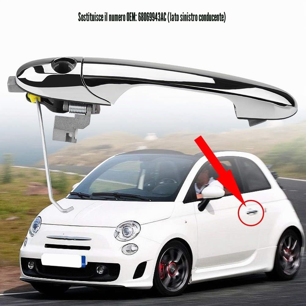 Reminnbor maniglie esterne 500 + Maniglia Esterna per Porta Guida a Sinistra 68069943AC 68069942AC (lato sinistro)