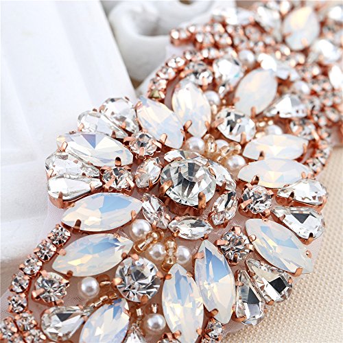 Rhinestone Wedding Dress Applique Sparkly for Bridal Ribbon Belt Iron on Jeweled Crystal Thin Sash Applique for Women Formal Prom Evening Bridesmaid Gown3