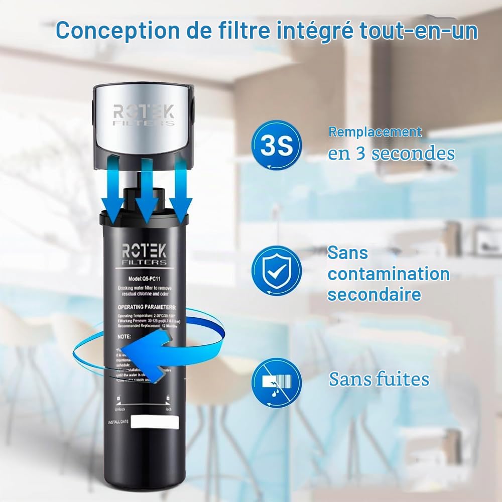 Système de filtration d'eau sous l'évier ROTEK