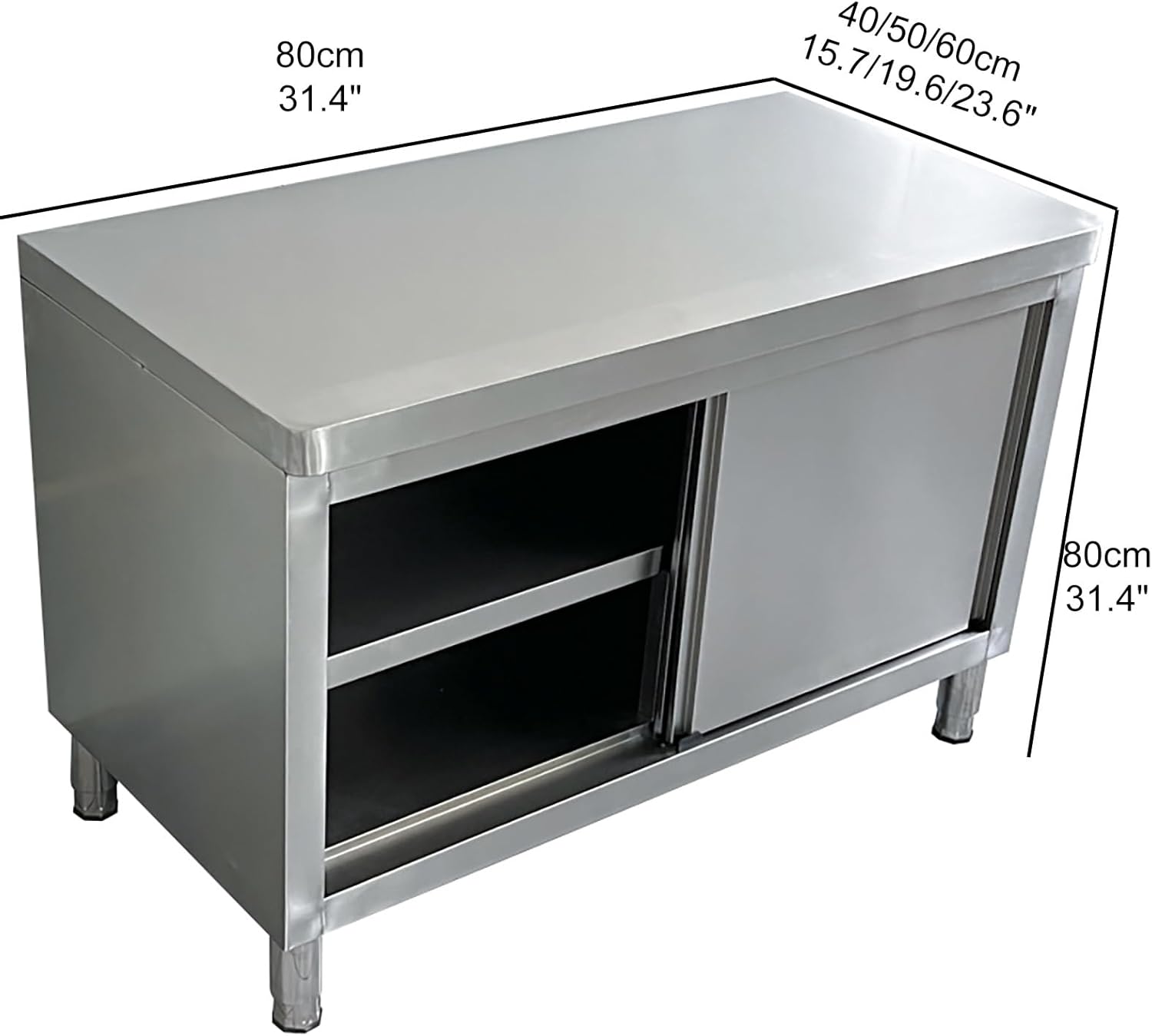 Stainless Steel Table For Prep & Work, Stainless Steel Work Table, Commercial Work Table, Heavy Duty Table, for Outdoor Use, Restaurants, Hotels,Workshops, Kitchens(80*40*80cm/31.4*15.7*31.4")