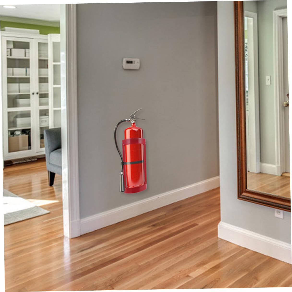 Soporte de Pared Resistente para Extintor de Incendios Rojo de Acero, Colgador Práctico y Pesado para Uso en Casa y Hotel