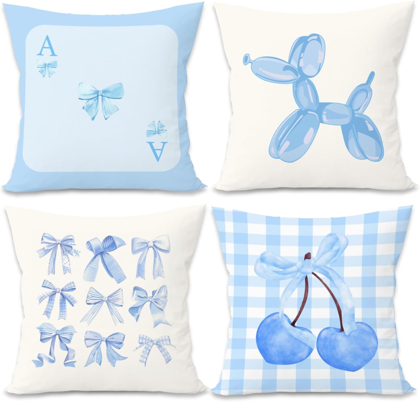 Navy Coquette Trendy Preppy Throw Pillow Covers, Coquette