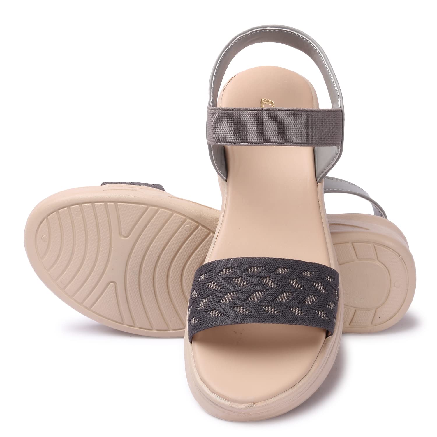 Naitik Womens Casual Heels Fashionable Fancy Wedges | Casual Heeled Sandals for Girls Ladies | Grey (B0CR1HKSL9) Amazon Price History, Amazon Price Tracker