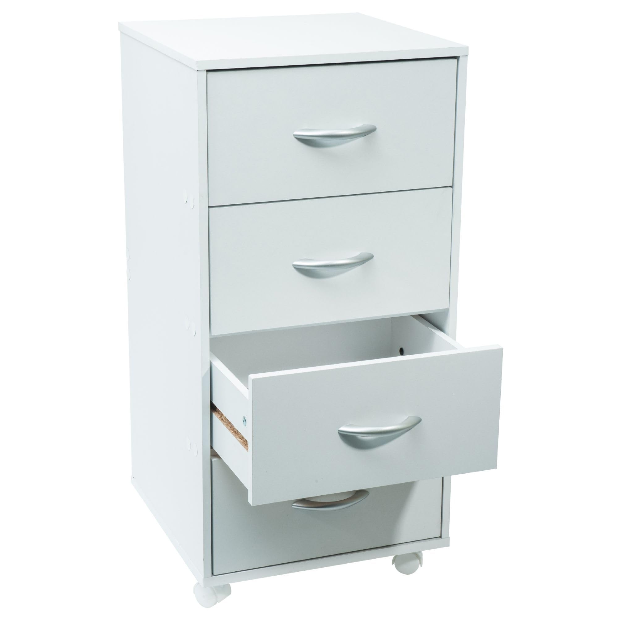 WERKA PRO Meuble Blanc 4 tiroirs sur roulettes