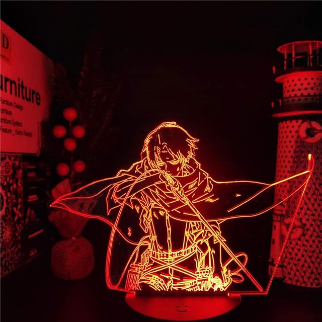 3D Anime Lamp Illusion Attack On Titans Levi Ackerman Action Figure Led Optical Light Night Light Kids Bedroom Decor Table-No Remote