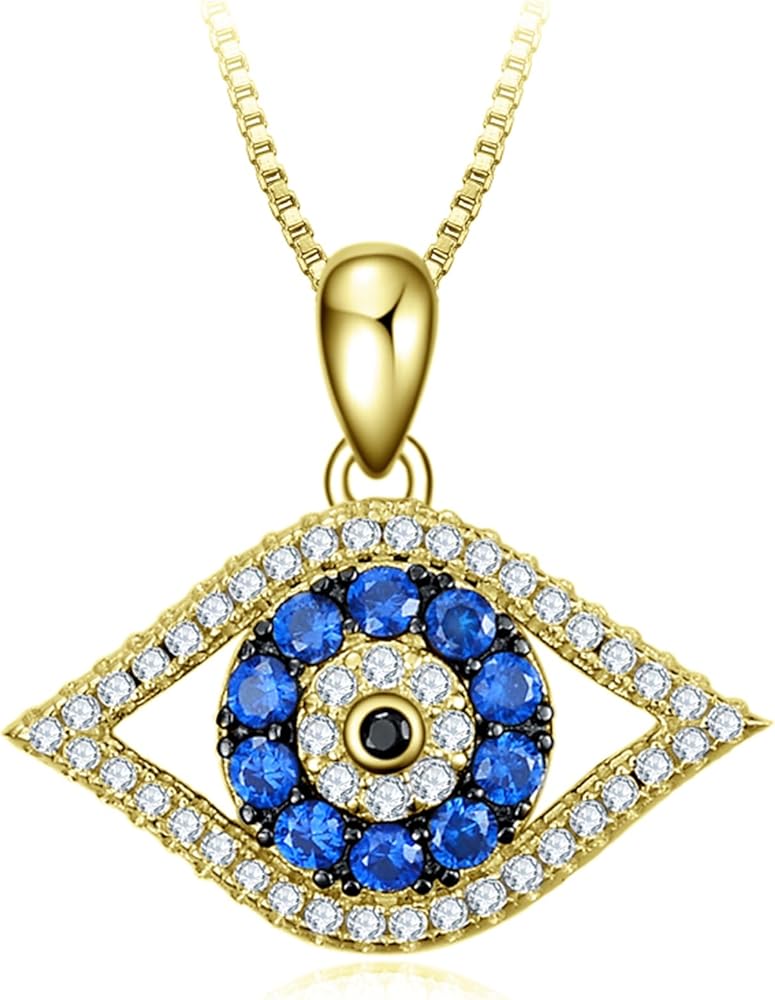 PEIMKO Evil Eye Pendant Necklace 925 Sterling Silver Greek