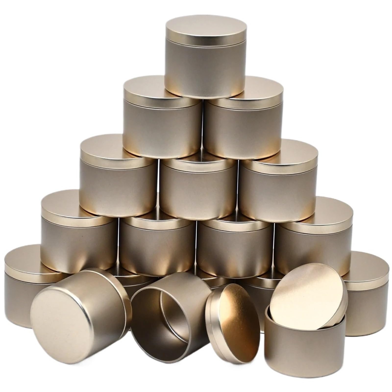 Candle Jars, Metal Candle Jars with Lid, 24pcs, Champagne Gold, 4oz/8oz, DIY Crafts, Storage, Holiday(4oz-24pcs)