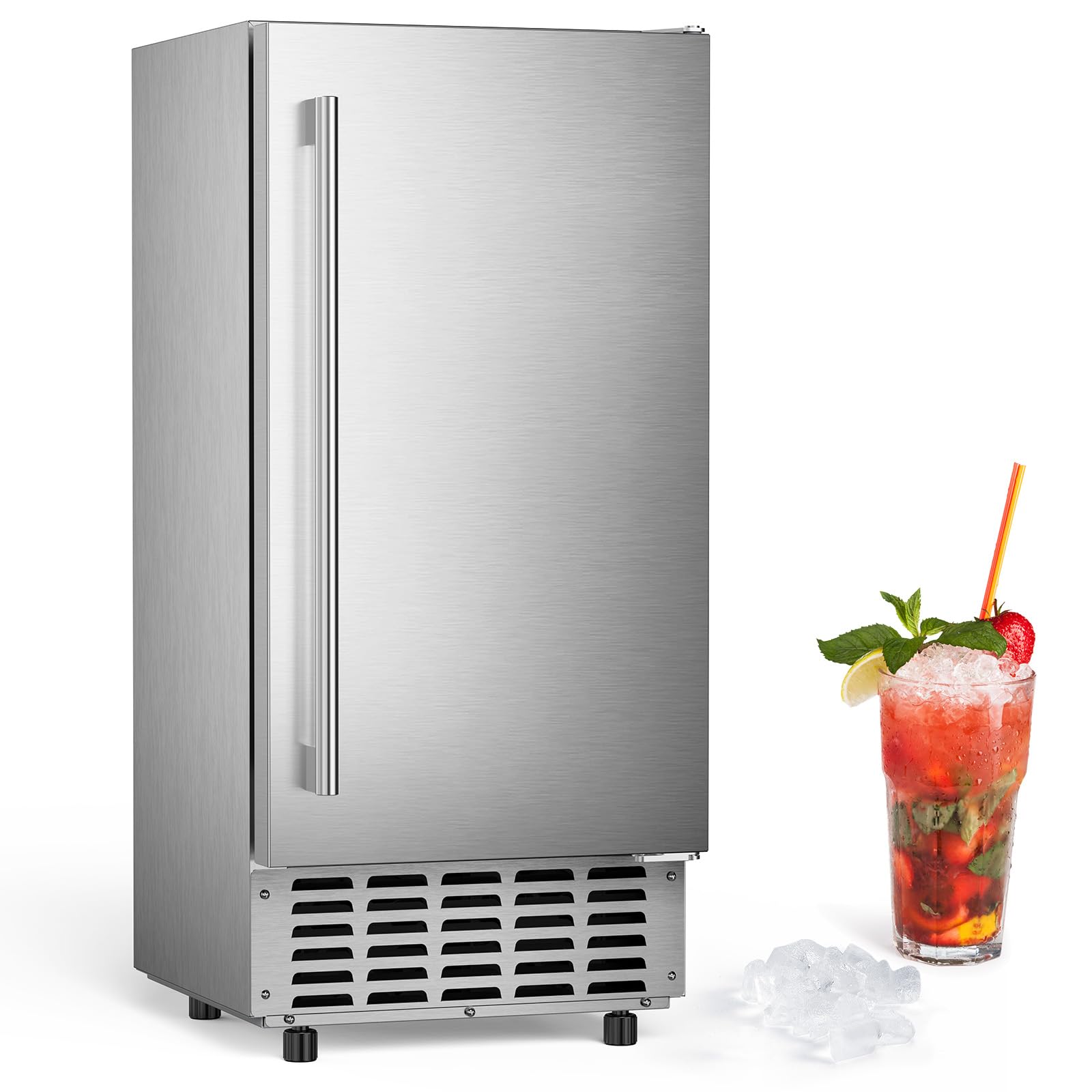 COWSAR Commercial Ice Maker Machine, Nugget Ice, 66lbs/24H Stainless Steel Under Counter Ice Maker, Self-Clean&24H Timer, Commercial Nugget Ice Machine with LCD Display, Ideal for Bar/Cafe/Restaurant | Fridge.com