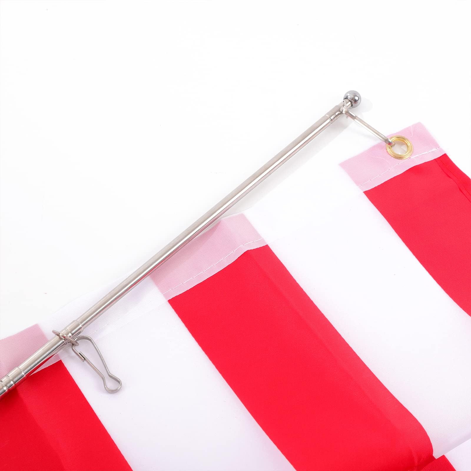 2 Teleskop Fahnenstangen Edelstahl | 2m Ausziehbar | Mit 4 Clips | Für Reise & Camping