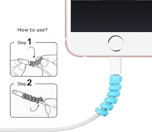 Miniatura 8 de Jetec 24 protectores de cable de cargador, protector de cable flexible de silicona, protector de cable USB en espiral para auriculares, laptop,