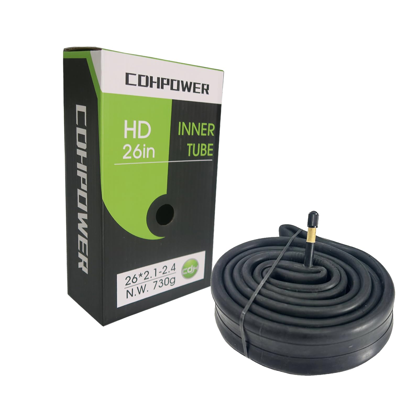 Tubo interior de bicicleta resistente de 26 pulgadas x 2.1-2.4 de grosor, peso neto de 730 g para bicicleta de montaña