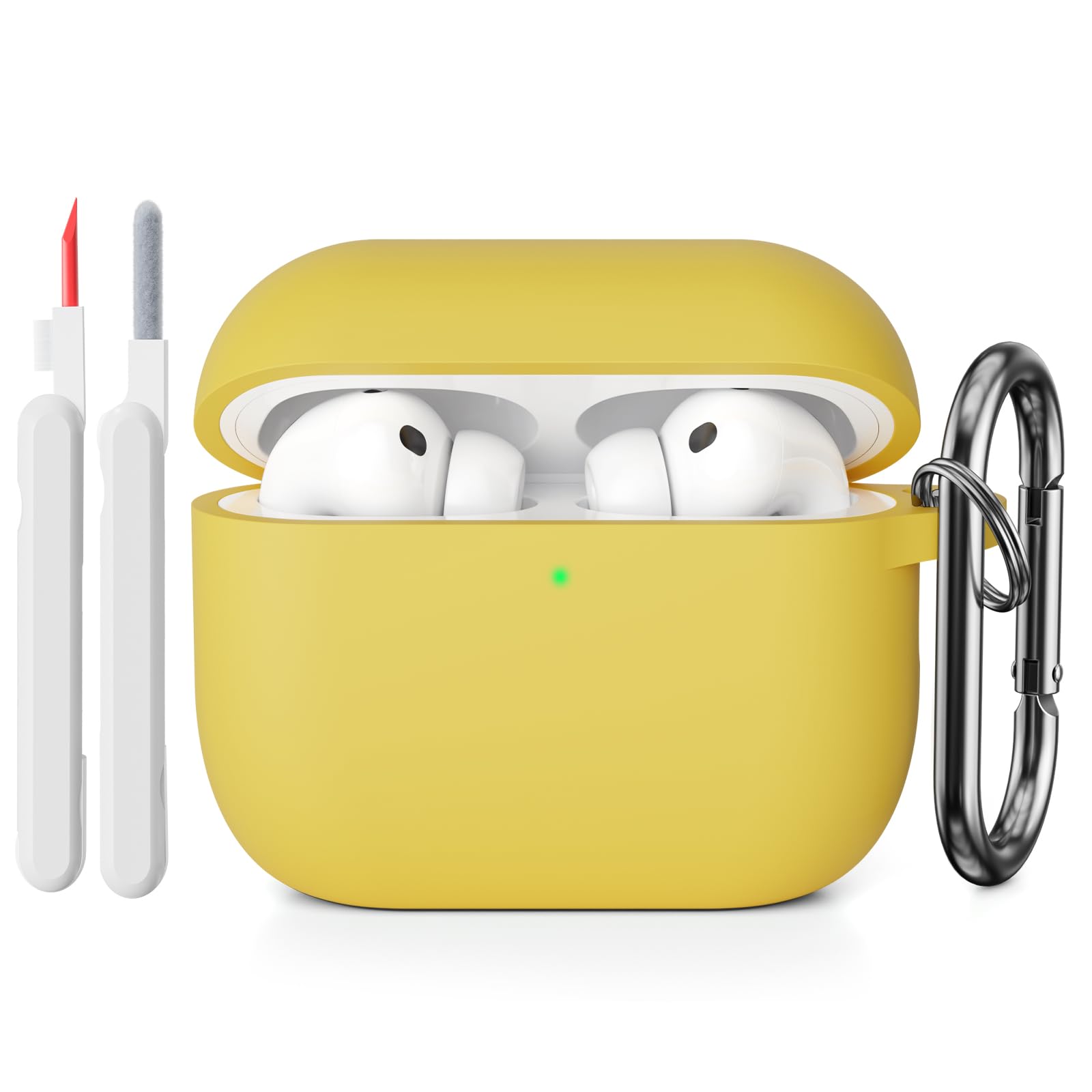 KOKOKA Funda de Silicona Compatible con AirPods Pro 3.ª Generación con Kit de Limpiador, Anti-rasguños, Anti-Polvo, Funda Case Silicona para AirPods Pro 3 con Mosquetón, LED Frontal Visible, Negro — view 29