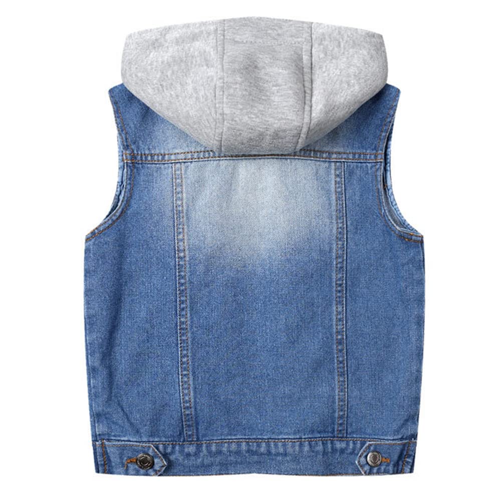 Chaqueta Vaquera Niños Chaleco sin Mangas con Capucha Abrigo Infantil Causal Jacke Niñas Primavera Otoño Top de mezclilla