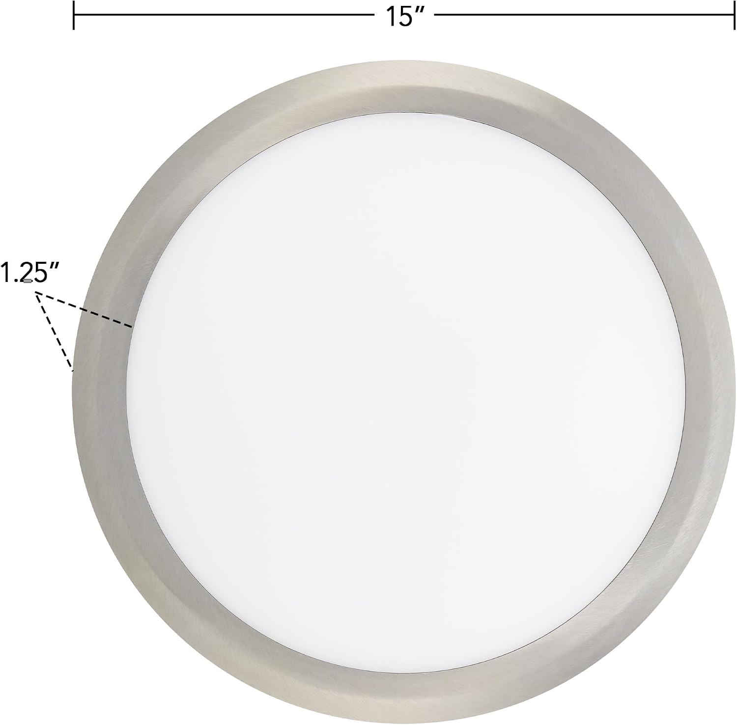 Maxxima 15 in. LED Flush Mount Ceiling Light, 2000 Lumens, 5 CCT 2700K/3000K/3500K/4000K/5000K Panel Light, Satin Nickel Trim Round Fixture, Dimmable for Modern Bedroom, Kitchen & Living Room Lighting