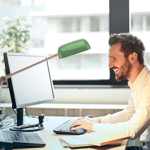 Miniatura 9 de Luxshiny Accesorios de escritorio, pantalla de cristal verde, pantalla de repuesto para lámpara de mesa, lámpara de mesa de escritorio retro