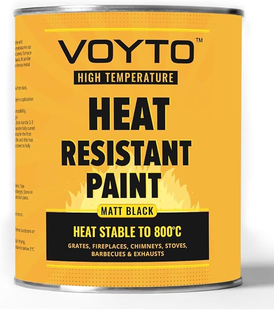 500ml Matt Black Heat Resistant Brush On Paint- Heat Resistant up to 800C Ideal for Stoves, Fireplaces, BBQ's, Firepits, Exhaust Pipes