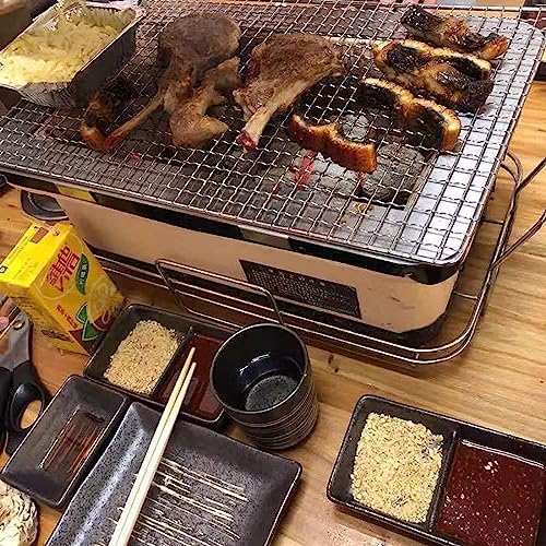 Parrilla para barbacoa, parrilla de carbón de arcilla hecha a mano con rejillas de cocción resistentes a altas temperaturas para asar en interiores y exteriores