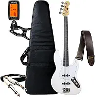 Kit Contra Baixo Bravo 4 Cordas Bb100 Passivo Jazz Bass + Acessórios (White)