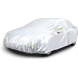 Funda Exterior Ford Focus Amazon Basics – Funda resistente a la intemperie para vehículo, etilvinilacetato (PEVA) con algodón, para sedanes de hasta 460 cm, Plateada
