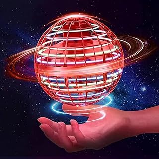Flying Ball, Hover Ball Magic Controller Fly Orb, Boomerang Spinner Drone For Kids Adult Space Toy, Mini Soaring Flying Orb Ball With 360° Rotating RGB Lights Outdoor Indoor UFO Toys - Red