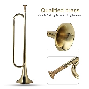 Bugle Horn Solid Copper And Brass Bugle Blowing Bugle Signal Musical Instrument With Mouthpiece Cavalry Trumpet Scout Bugle For Beginner Orchestra C Small Trumpet