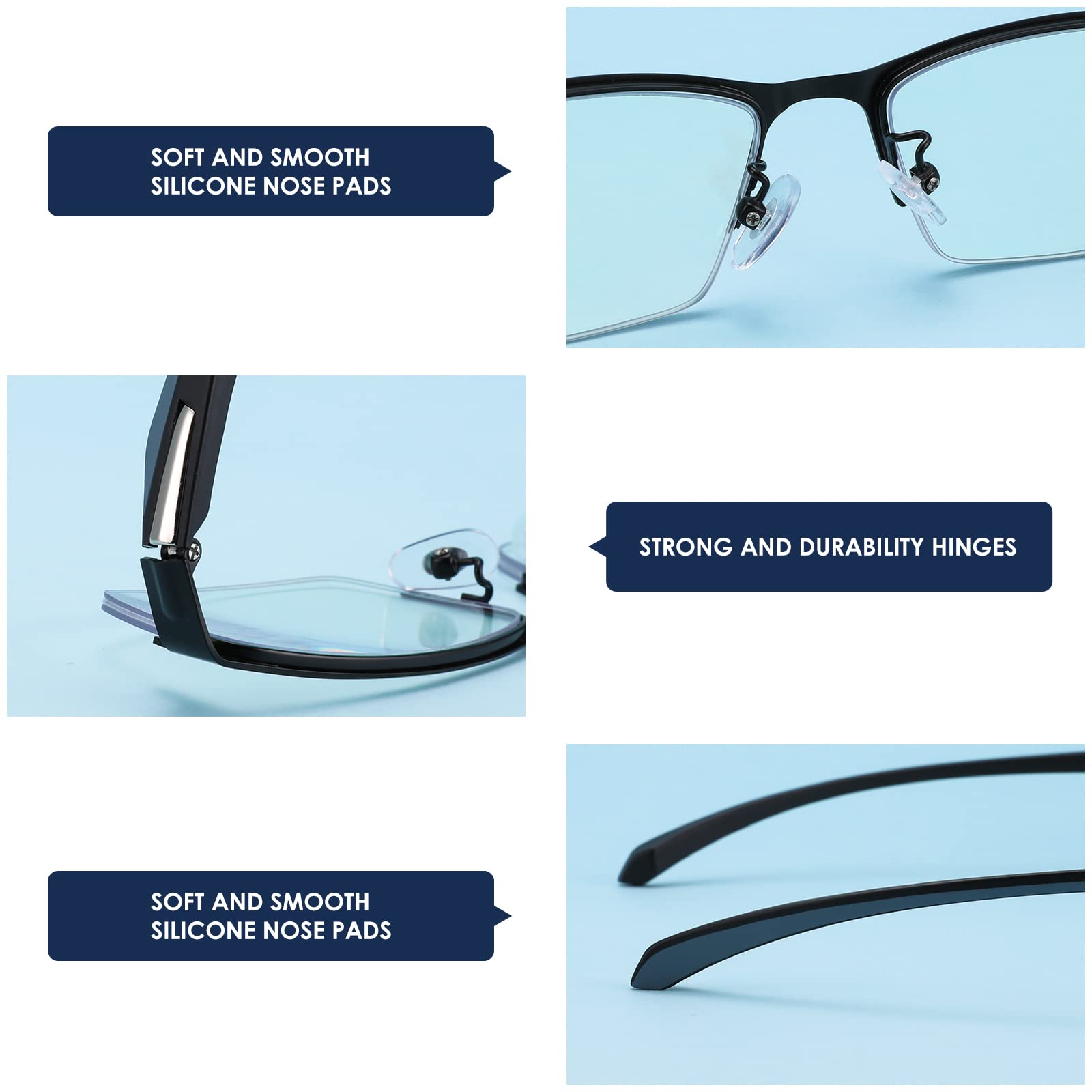 ZUVGEES 2-Pack Lightweight Metal and TR90 Half-Frame Readers Blue light Blocking Reading Glasses for Men - Image 4