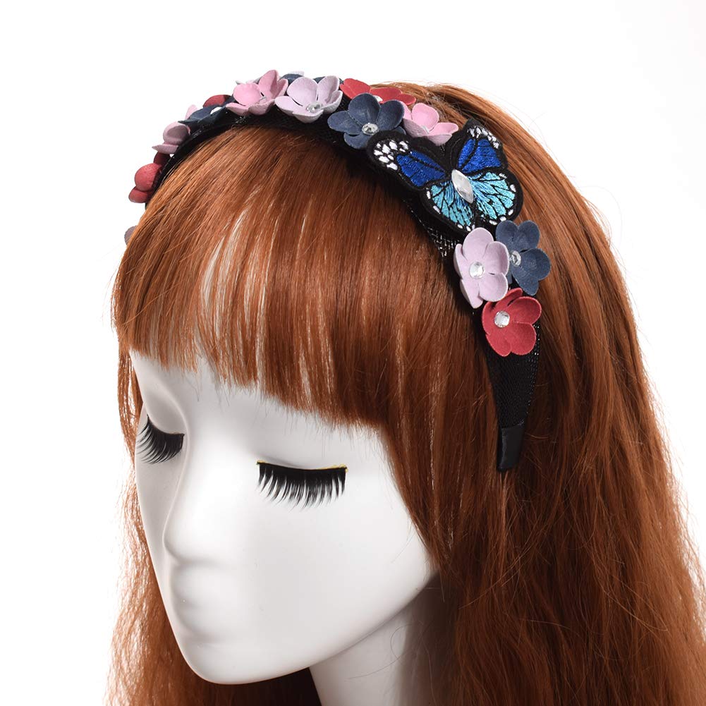 GRACEART 3D Schmetterling Stirnbänder Mädchen Braut Blumenkrone Stirnband Haarband Kopfstück zum Hochzeit Parteien Halloween Kopfschmuck