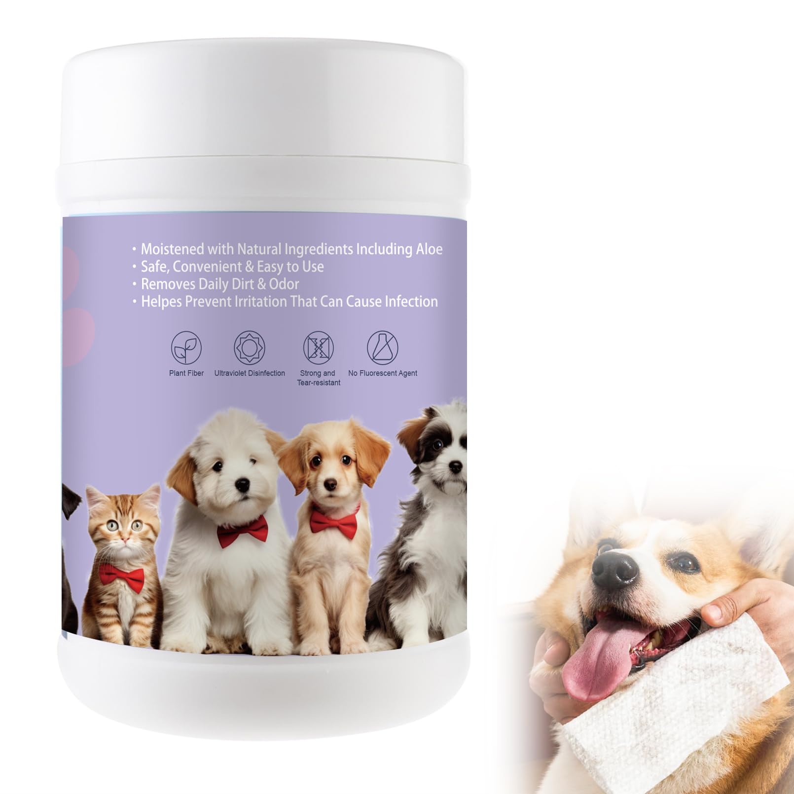 XHSBBB Pet Wipes for Dogs and Cats 160 Count Hypoallergenic Alcohal Free Cleaning Wet Wipe for Pets Unscented Pet Wipes for Full Body Eye Wipes Ear Bum Paws