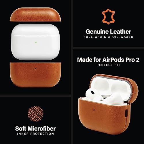 Miniatura 4 de KORDIZ Funda de cuero para AirPods Pro de 2 generación - Funda de piel de vaca encerada con aceite genuino para Airpods Pro 2 - Pátina vintage