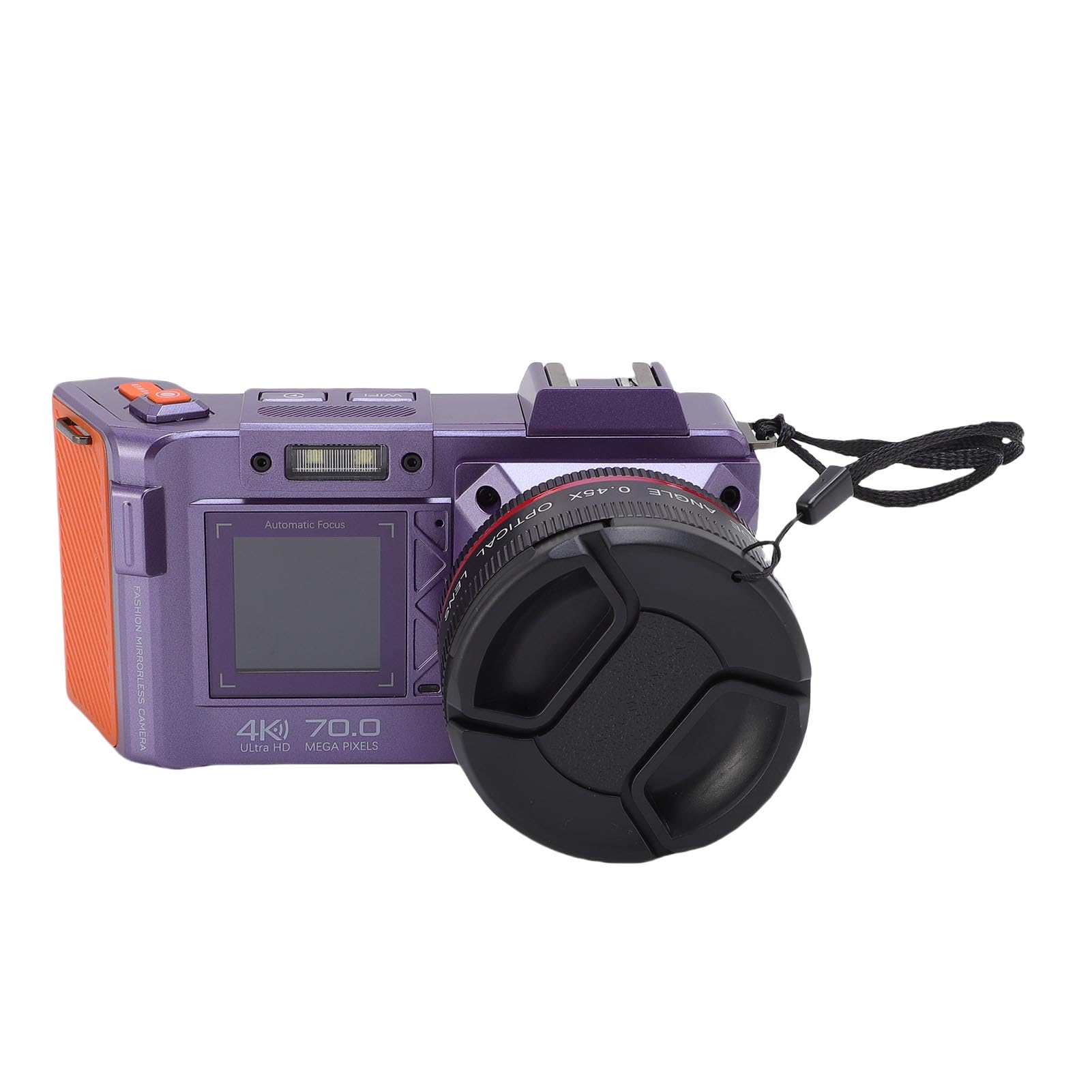 70MP Digital Camera, 4K Video Autofocus F1.8 Aperture WiFi Double Screen 50X Zoom Hot Shoe, with 32GB Card, for Photography Vlogging (Violet)