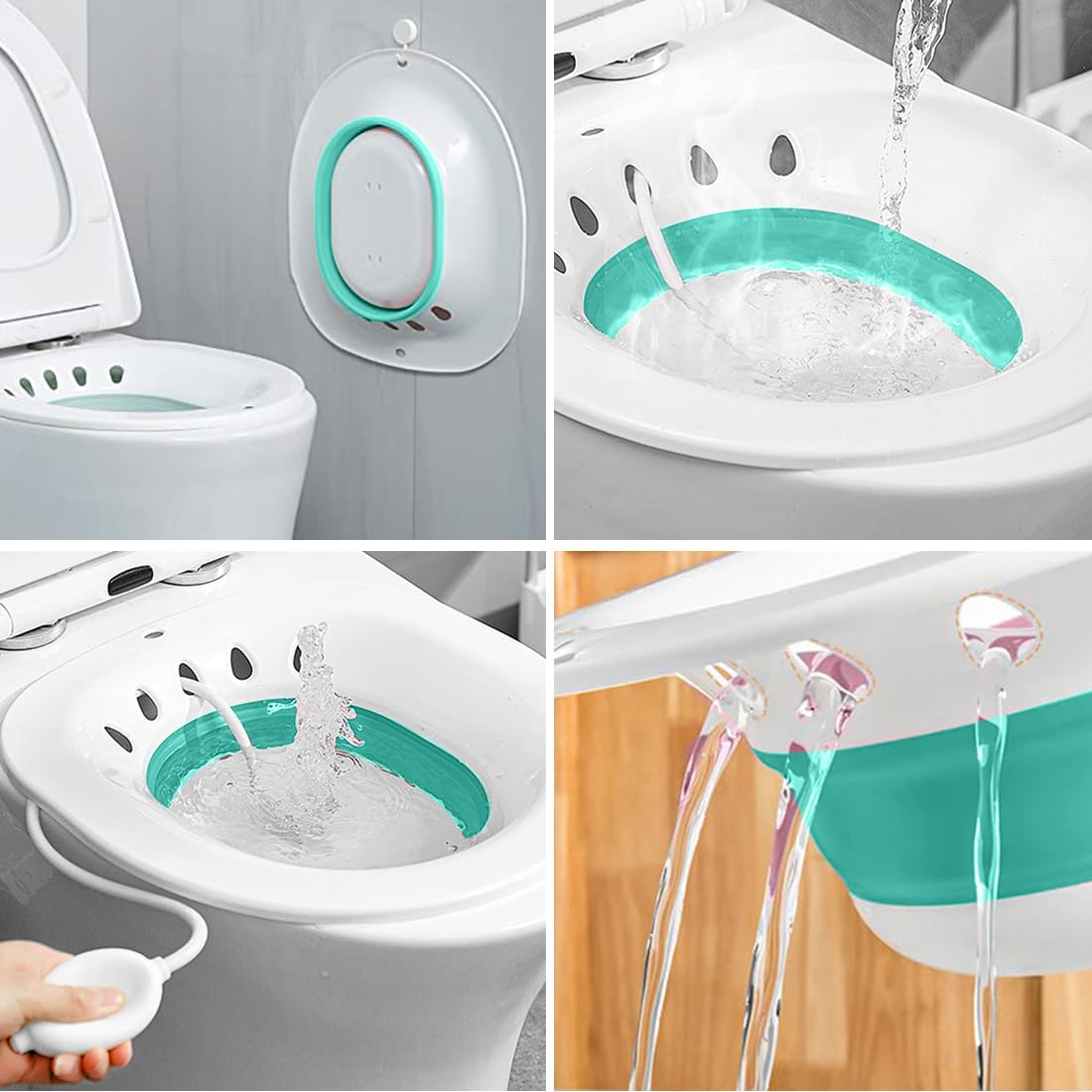 Baño de asiento para el inodoro con acondicionador Bidé Inserto para inodoro Bañera de asiento plegable para hemorroides Cuidado del puerperio para mujeres embarazadas y ancianos