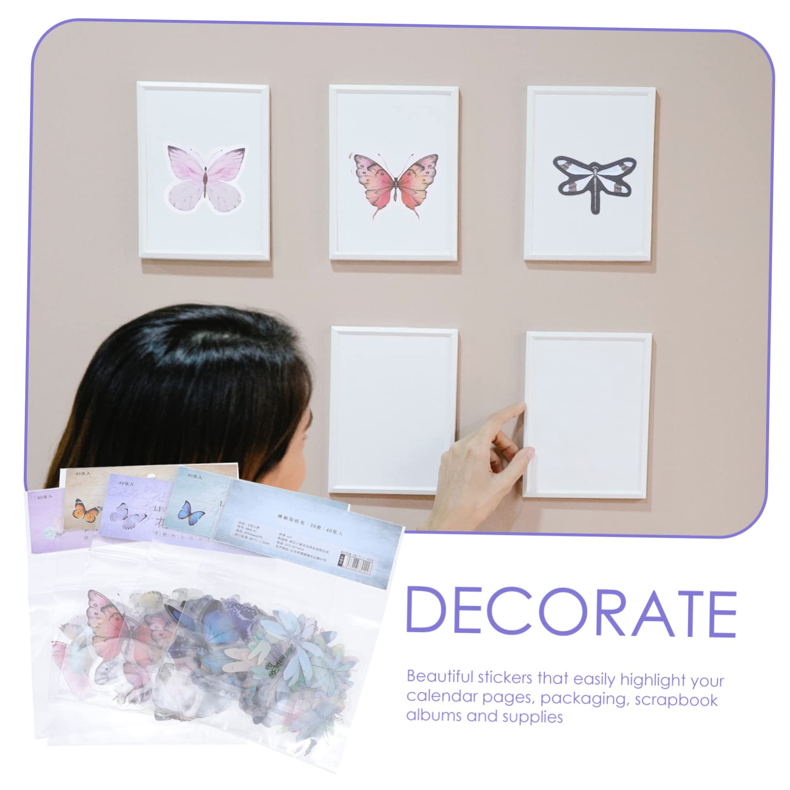 SEWACC 4 Pièces 5 Collage De Poche Autocollants Ordinateur Portable Stickers Autocollant Autocollant Fournitures D'embellissement De Journal Libellule Stickers Décor L'animal De Compagnie