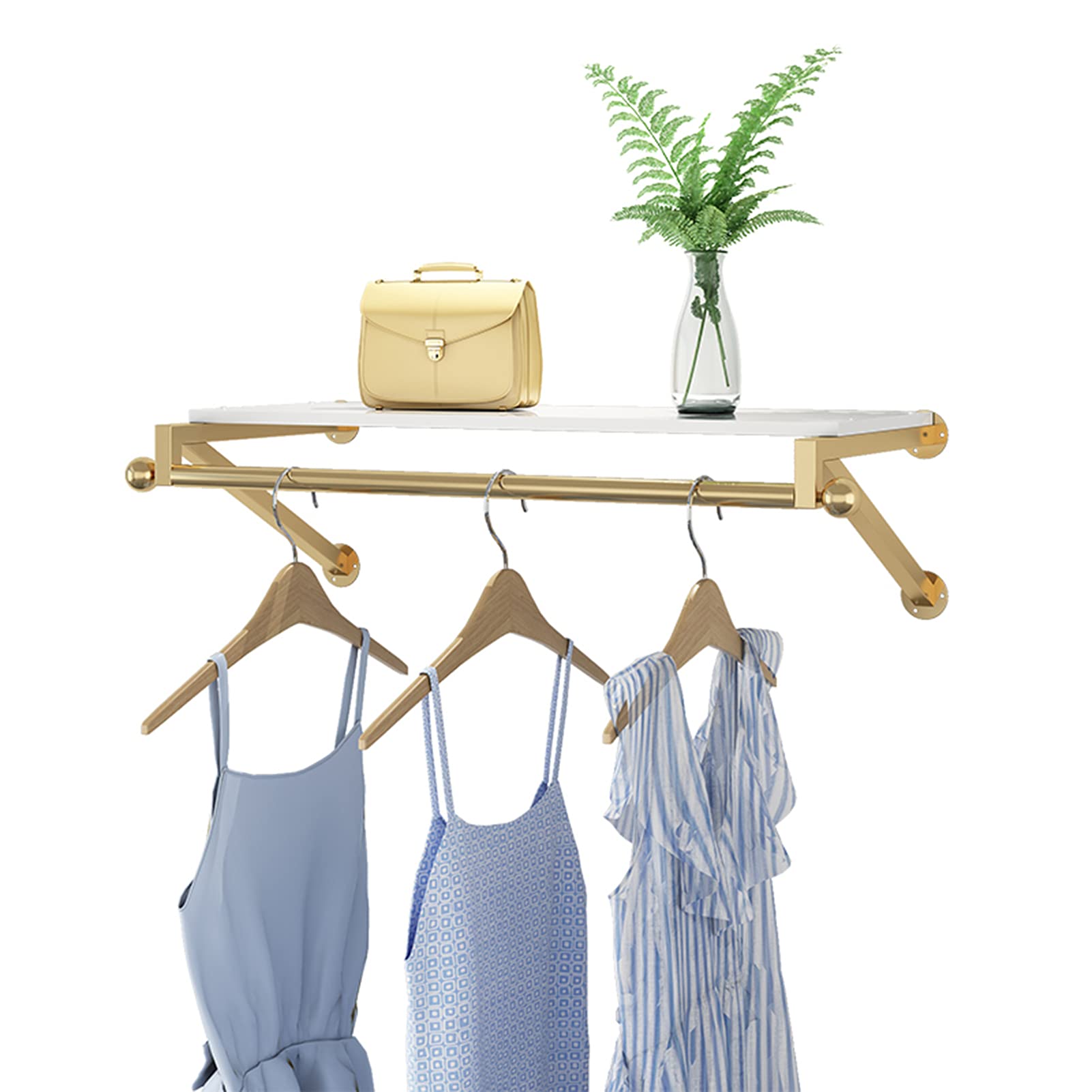DETMOL Wall-mounted clothes rack with shelves • Versatile metal clothes rack for business, bathroom and home • & clothing