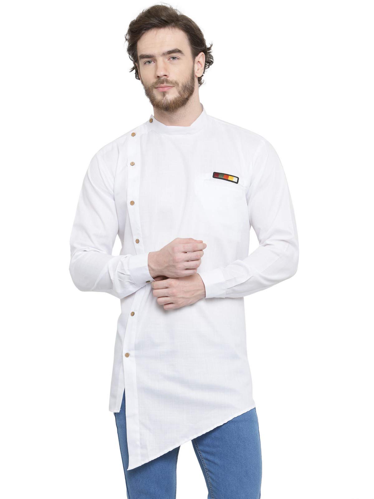 ben martin Men's Cotton Regular Fit Angrakha Kurta-picture-18