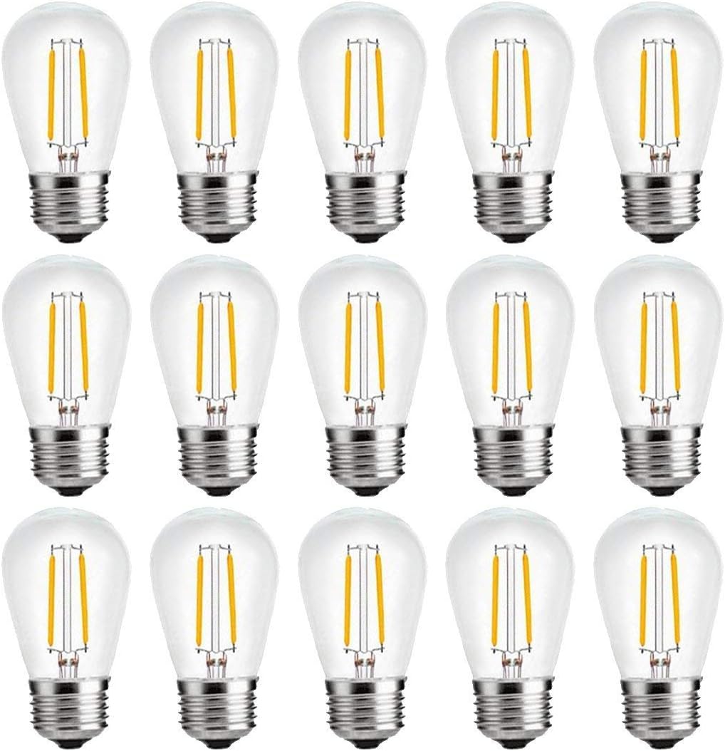 Clear 2W S14 LED Bulbs Shatterproof for String Light Bulbs Replacement 2700K (Pack of 18)