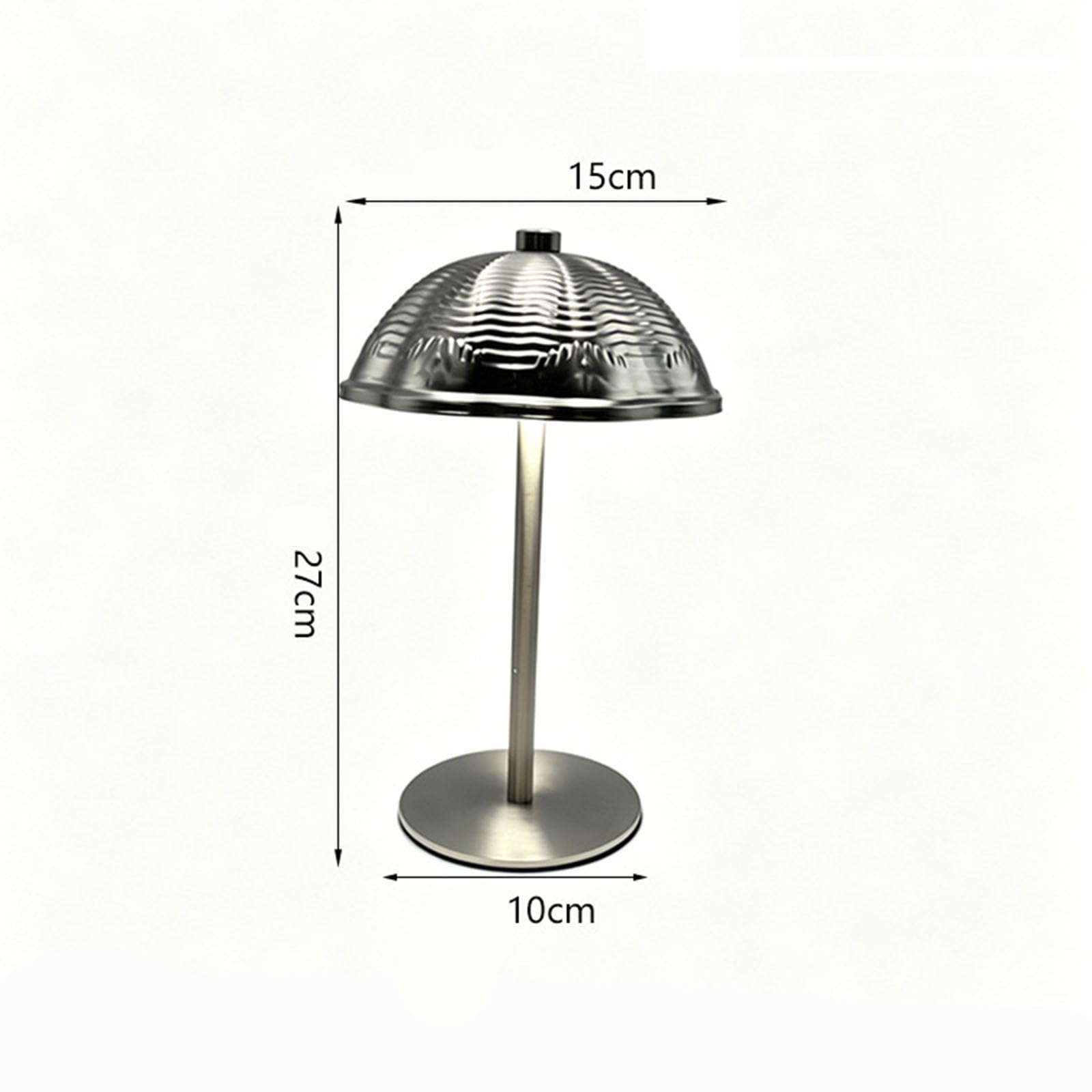 Lampada da notte portatile in ferro con base robusta da 10 cm, argento