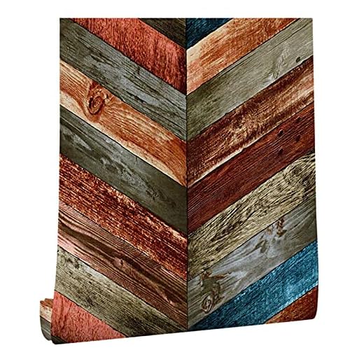 Väggklistermärken Vägg dekor vägg klistermärken skala och pinne tapet prepastasted wall paper självhäftande papper vintage mångfärgad träpanel tapeter badrum klistermärken Väggdekaler