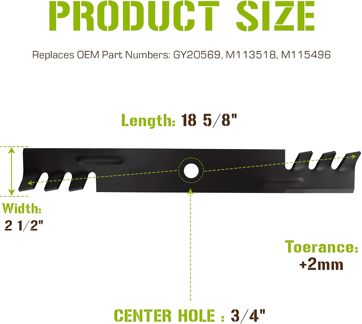 GY20569 M115496 High Lift Toothed Mower Blades for John Deere Scotts 54" Deck 325 335 S2554 GT2554 2254HV 2354HV G100 54 inch Lawn Mower Replace M113518 M115496 M135590 Blades 3 Pack