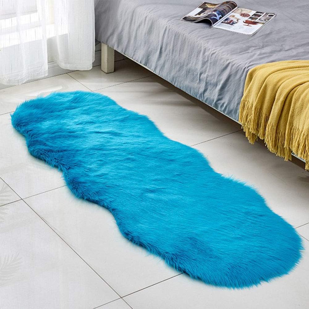 Khaki Faux Fur Area Rug -Shaggy Sheepskin Fluffy Carpet Art Rugs Chic Floor Mat Bedroom Living Room Decor 24"x71"