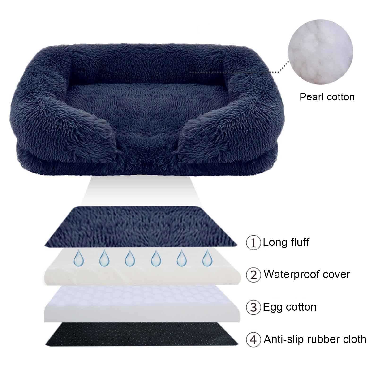 Cama ortopédica de Espuma viscoelástica for Mascotas(Royal Blue,XL)