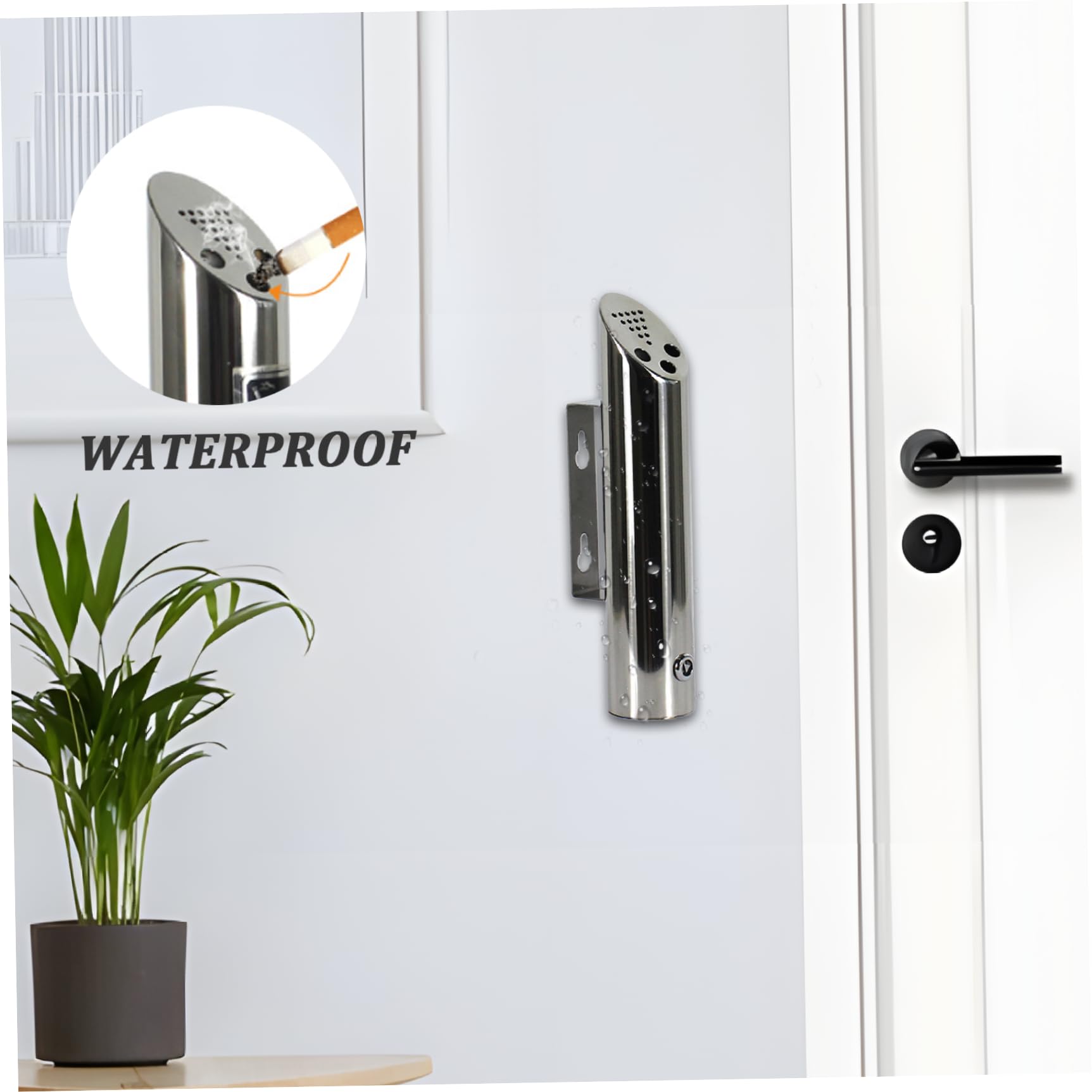 Cenicero de pared de acero inoxidable, cenicero impermeable para exteriores para vestíbulo de hotel KTV/2, 4x11, 8 pulgadas