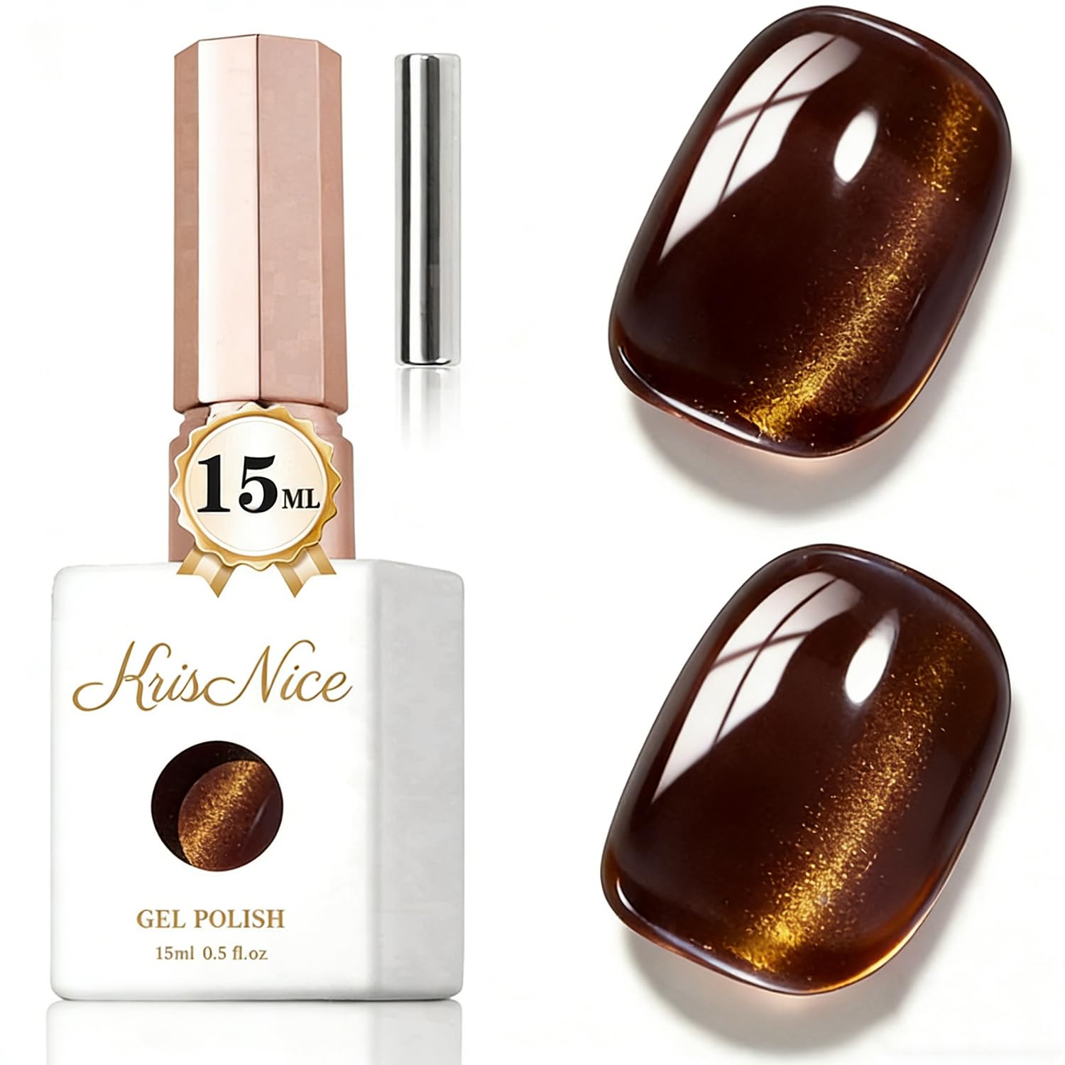 KRISNICE UV Nagellack Cat Eye 15 ML, Gellack mit Magnet, Cat Eye Uv Gel, Glitter Gelnagellack Soak Off Reflective Gel Magnetic Nail Polish für Frauen und Mädchen