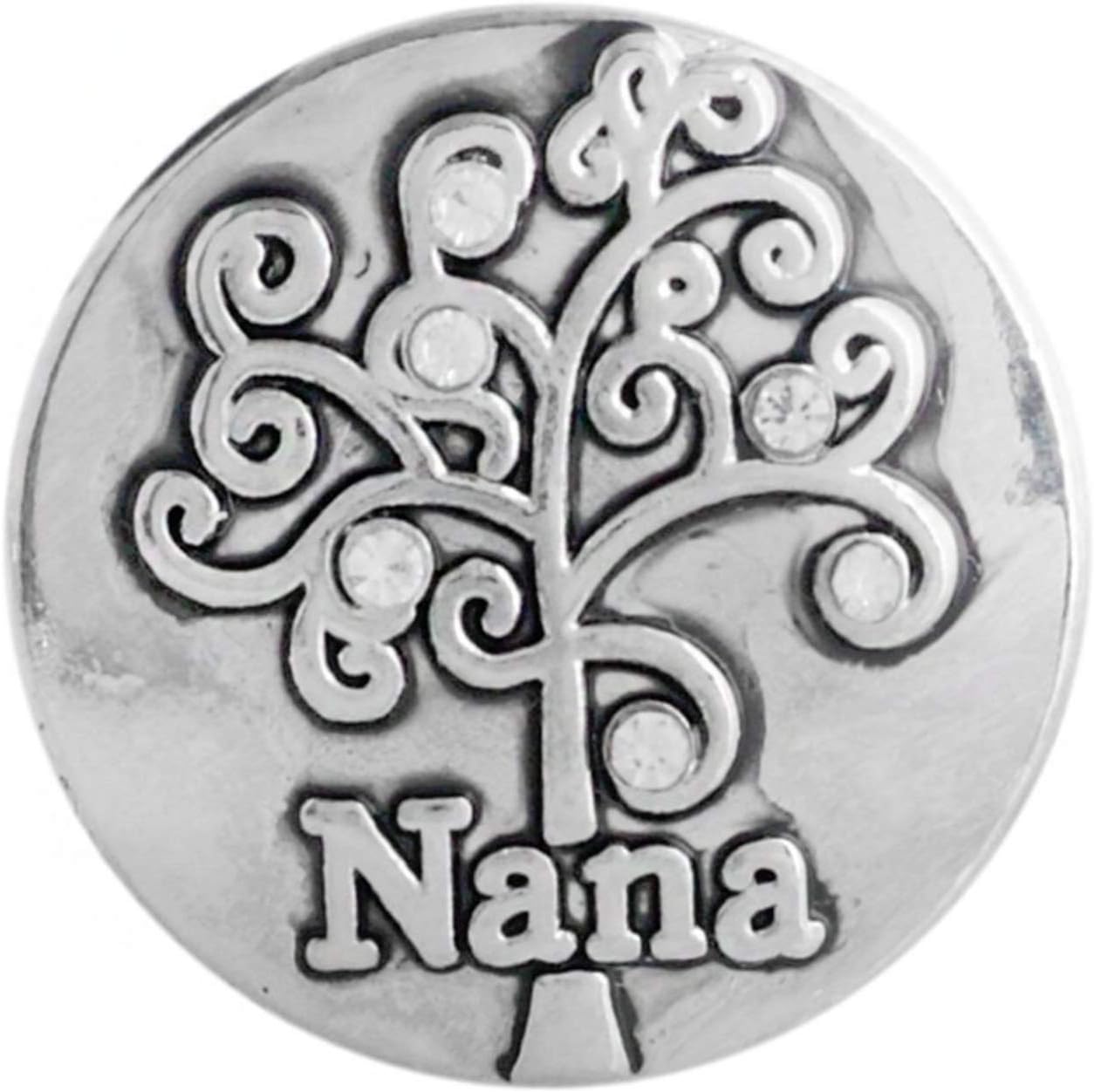 Rockin Angels Silver Tree Nana Clear Rhinestone 20mm Snap Charm for Ginger Snaps Jewelry