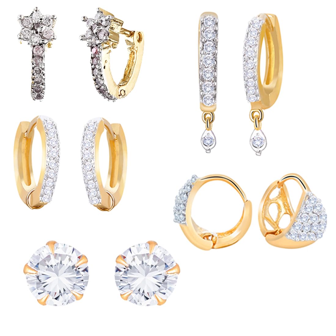 ZENEME Earring Gold Plated American Diamond Earrings Combo Of 8 Pairs Jewellery For Women & Girls (Design_15) (B01ADKLS2A) Amazon Price History, Amazon Price Tracker