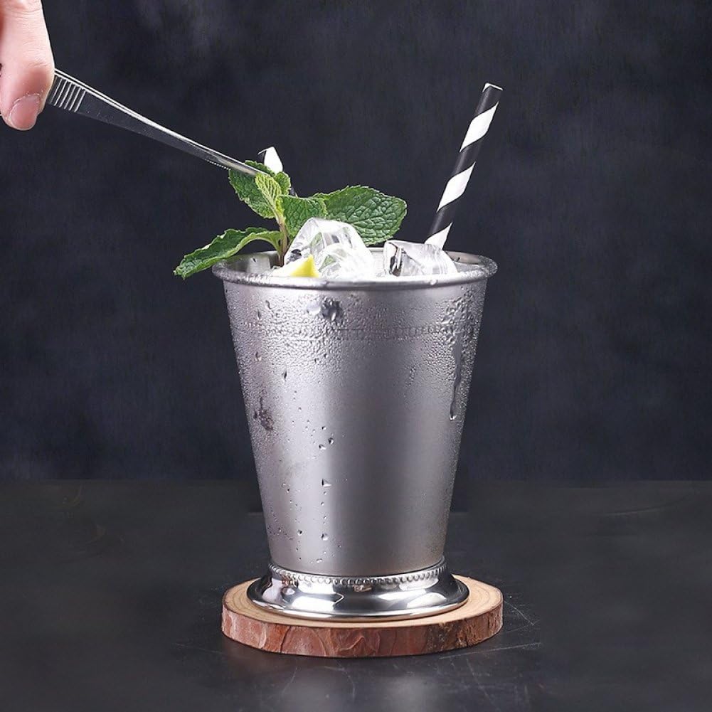 Gobelets Mint Julep, Verres Classiques en Acier Inoxydable pour Bar De Fête, Restaurant À Domicile, Verres À Cocktail en Métal pour Bière, Jus De Boisson, Argent