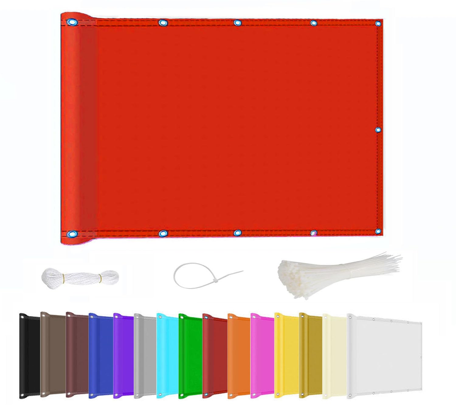 Kebinmaoyi Balcony Privacy Screen PVC UV-Anti Waterproof Multiple Colors for Garden Backyard Deck Patio Fence Porch Red,1.3x1m(4.3ft x3.3ft)